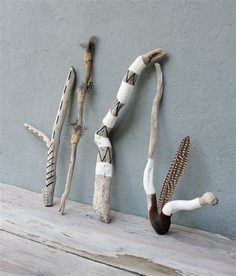 Natural Painted Driftwood Sticks Beach Home Decor Driftwood Decor