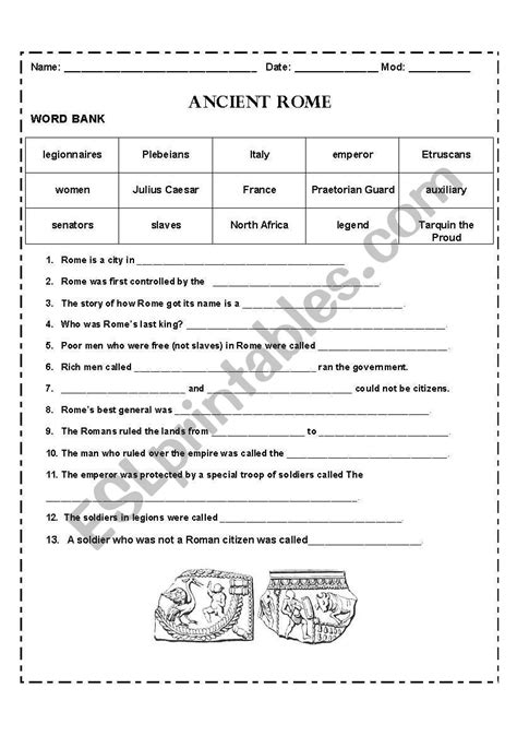 Ancient Rome Worksheet 3rd Grade