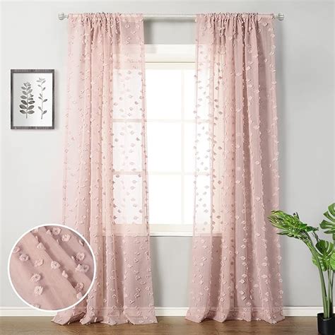 Amazon MYSKY HOME Pom Pom Dusty Pink Sheer Curtains For Living