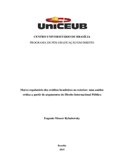 Preenchível Disponível repositorio uniceub Marco regulatrio dos crditos