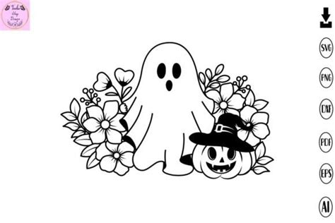 Flower Ghost Svg Halloween Svg Graphic By Tadashop Design Creative