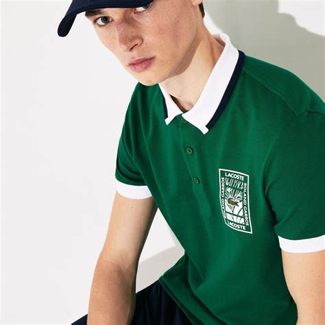 Men S Lacoste SPORT Roland Garros Cotton Plant Design Polo Shirt LACOSTE