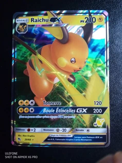 CARTE POKÉMON RAICHU GX 20 68 SL11 5 Soleil Lune Destinées Occultes