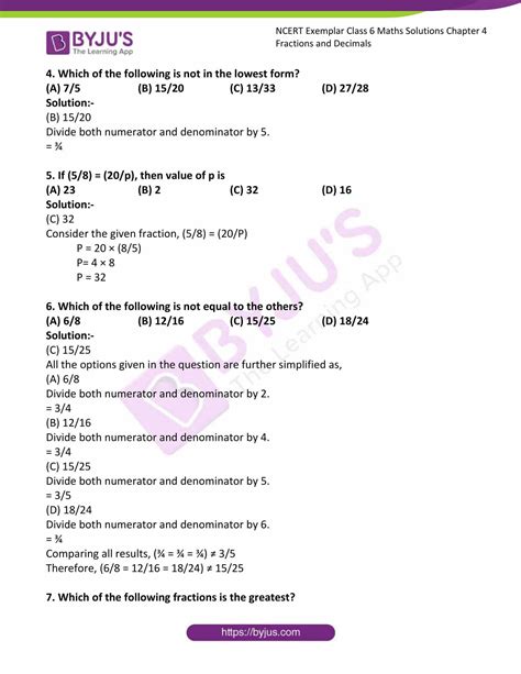 Ncert Exemplar Solutions For Class Maths Chapter Fractions And