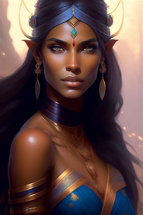 Lexica Elf Woman With Tan Brown Skin Blue Eyes Dark Freckles High