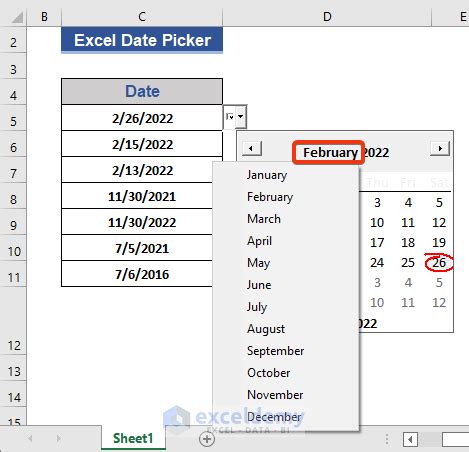 Free Excel Date Picker Pokforfree