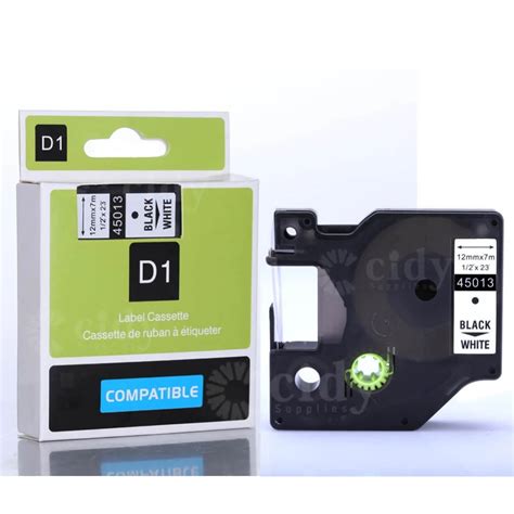 CIDY 12mm Black on White 45013 D1 labels Compatible DYMO Label Maker ...