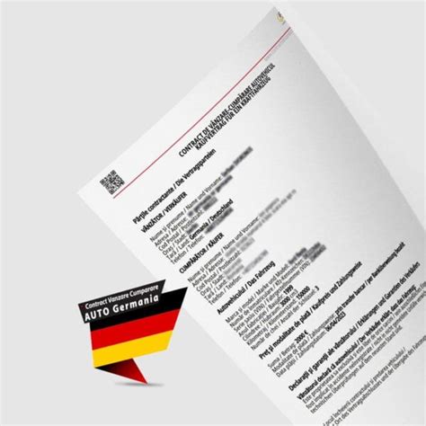 Contract Auto Germania Kaufvertrag Contract Vanzare Cumparare Auto