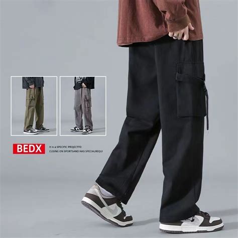 Jual Keyboy Celana Cargo Panjang Pria Hitam Baggy Pants Sutra Es Casual