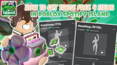 How To Get Free Items In Spotify Island Emotes And Accesories Roblox Spotify Island Youtube