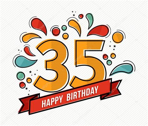 Colorful happy birthday number 35 flat line design — Stock Vector ...