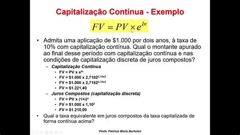 Juros Compostos 6 6 Capitalização Contínua YouTube