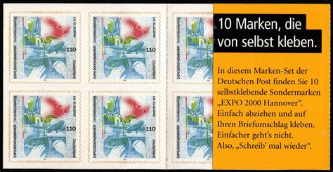 Bund BRD Markenheft 40 Hannover EXPO 2000 Selbstkl Postfrisch EBay