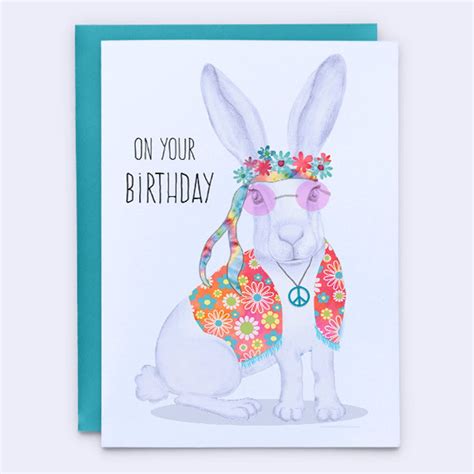 Hippie Birthday Card, Hippie Card, Funny Hippie Birthday Card, Peace ...