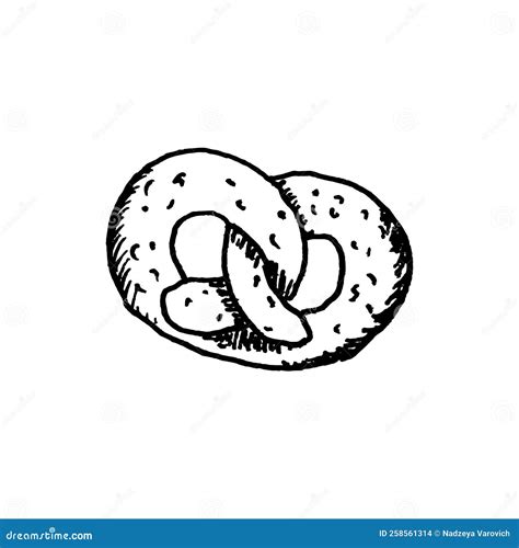 Pretzel Illustration Drawing Engraving Ink Line Art Stock Vector