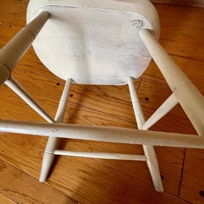 Vintage White Painted Wood Spindel Back Side Desk Chair Arcadia