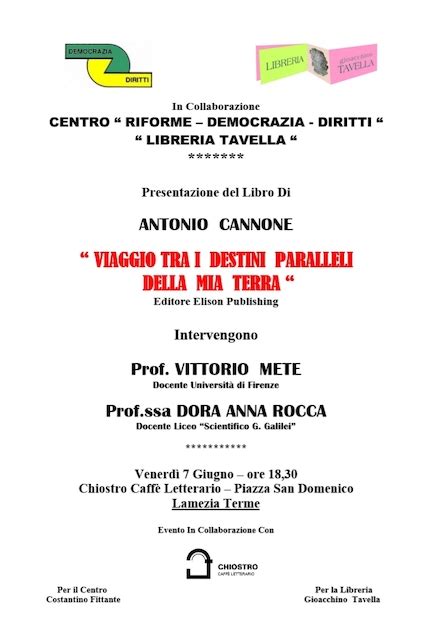 Lamezia Il 7 Giugno La Presentazione Del Nuovo Libro Di Antonio Cannone