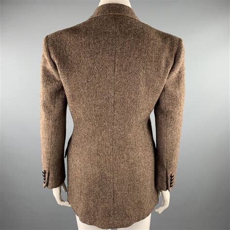 Ralph Lauren Size Xl Brown Tweed Herringbone Wool Blazer At 1stdibs