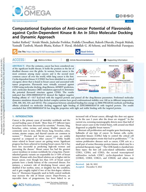 Pdf Computational Exploration Of Anti Cancer Potential Of Flavonoids