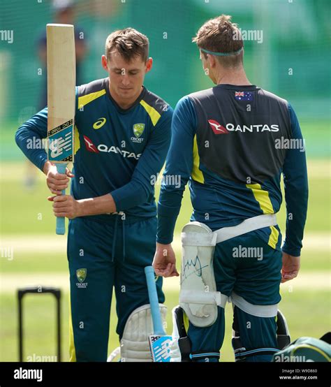 Marnus Labuschagne Left And Steven Smith During A Nets Session At