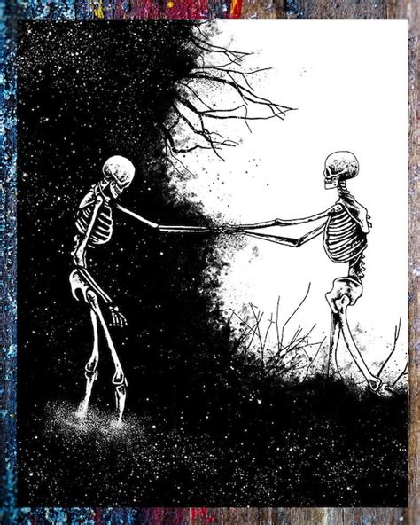 The Other Side Art Print Skeleton Illustration Skull Art Etsy Uk