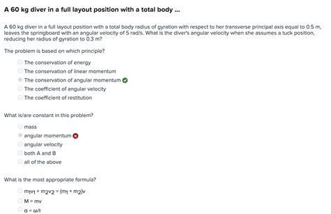 Solved A Kg Diver In A Full Layout Position With A Total Chegg