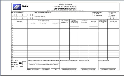 Forms For Free R A Employment Report