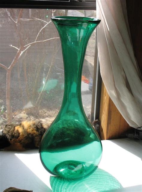 Vintage Blenko Art Glass Floor Vase 9319 Designed By Hank Adams 1823912894