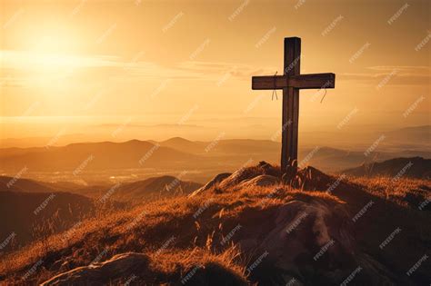 Premium Photo Calvarys Three Crosses A Serene Landscape