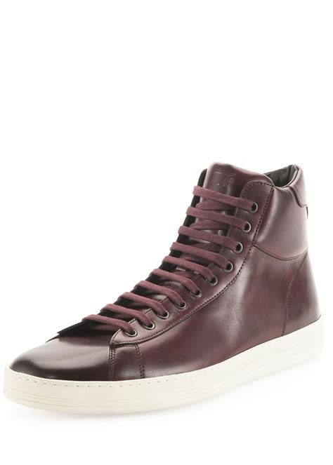 Tom Ford Russel Leather High Top Sneaker Burgundy Bergdorf Goodman