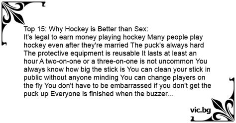Top Why Hockey Is Better Than Sex