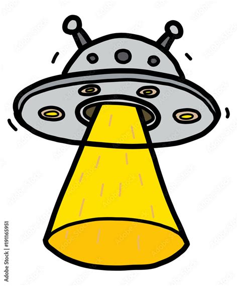 alien spaceship / cartoon vector and illustration, hand drawn style, isolated on white ...