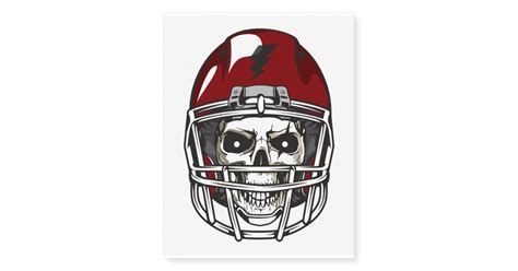 Halloween Scary Skull With Red Football Helmet Temporary Tattoos