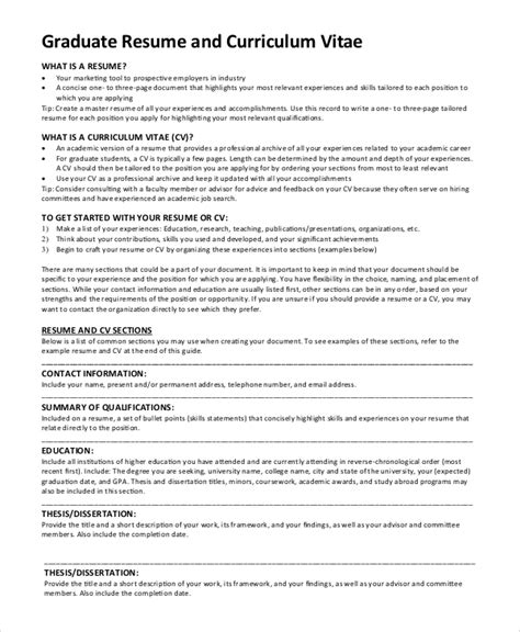 FREE 9+ Sample Graduate School Resume Templates in PDF | MS Word