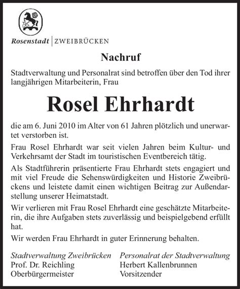 Traueranzeigen Von Rosel Ehrhardt Saarbruecker Zeitung Trauer De