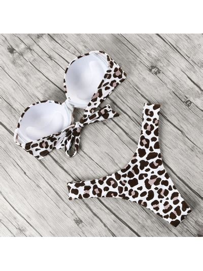 Bikini Bandeau Estampado Leopardo Con Braga Brasile A