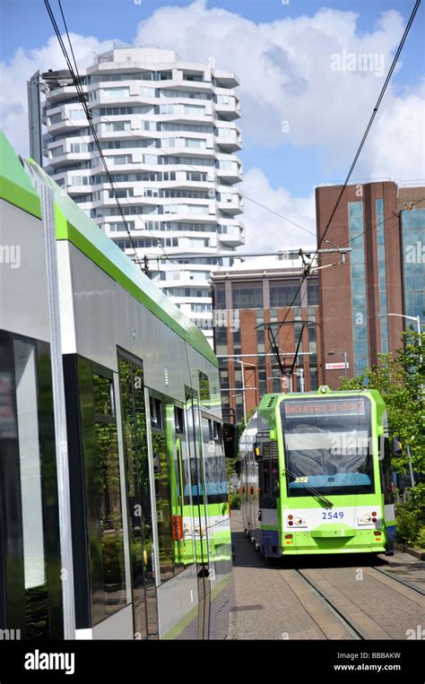 Tramlink trains, George Street, Croydon, London Borough of Croydon ...