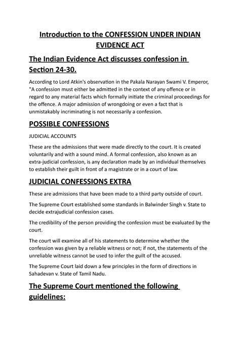 Confession Under Indian Evidence Act Introduction To The Confession