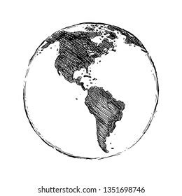 Vector Single Black Sketch Globe Illustration