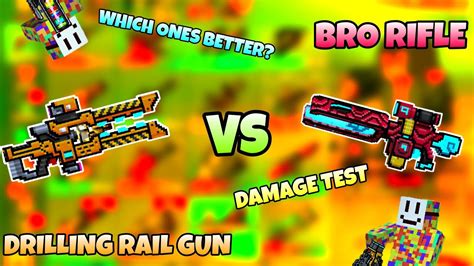 Drilling Railgun Vs Bro Rifle Damage Test Op Weapons Pixel Gun D