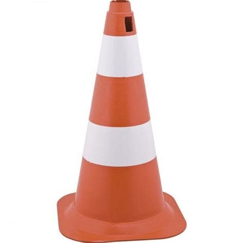 Cone de sinalização 75 cm branco e laranja em polietileno Vonder