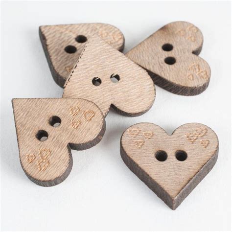 Heart Shaped Wooden Buttons Mm One Per Pack Wooden Button Heart