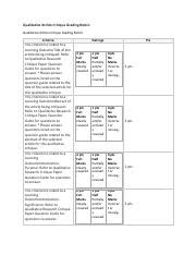 Qualitative Critique Grading Rubric Pdf Qualitative Article Critique