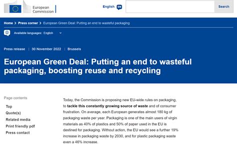 European Green Deal Putting An End To Wasteful Packaging Boosting