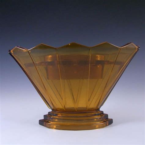 Bagley 1333 1930s Art Deco Amber Glass Wyndham Vase £2375