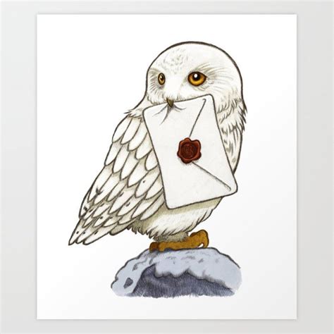 Hedwig Owl With Message Art Print By Mister Art Design X Small In 2021 Harry Potter Stickers