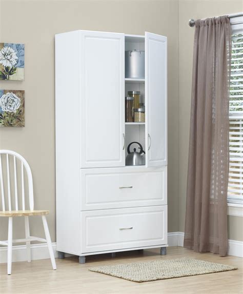 Optimizing Space With A Tall White Cabinet With Doors - Home Cabinets