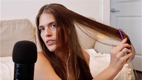 ASMR Brushing Combing My Hair Chatty Whisper Wet Dry Hair Sounds