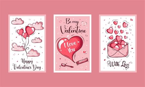 Premium Vector Cute Posters Valentines Day Greetings Heart Shape