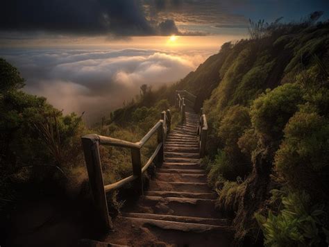 Premium Photo Stairway To Heaven Generative Ai